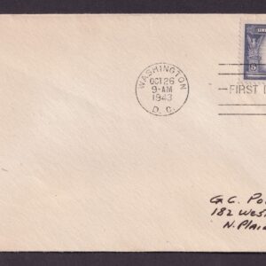 Scott #917 Yugoslavia Washington DC 10-26-1943 FDC