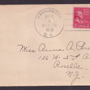 Scott #804 806 Washington & Adams Washington DC 06-03-1938 Pair FDC #1