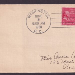 Scott #804 806 Washington & Adams Washington DC 06-03-1938 Pair FDC #2