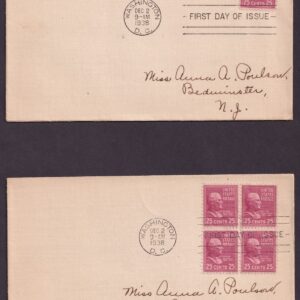 Scott #829 William McKinley Washington DC 12-02-1938 (2) FDC Single & Block of 4