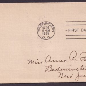 Scott #819 Franklin Pierce Washington DC 10-06-1938 FDC