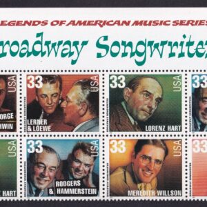 Scott #3350a Broadway Songwriters Title Block of 8 Stamps - MNH