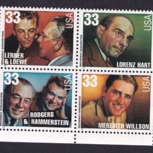 Scott #3350a Broadway Songwriters Plate Block of 8 Stamps - MNH Bottom