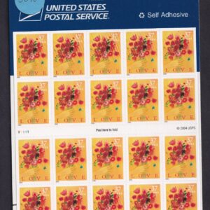Scott #3898a Love Flower Bouquet Booklet of 20 Stamps - Sealed