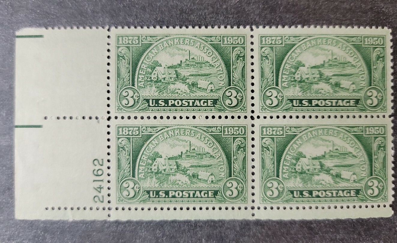 Scott #987 American Bankers Association (ABA) Plate Block of 4 Stamps - MNH