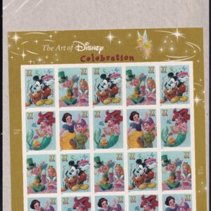 Scott #3915a (3912-3915) Disney Celebration Sheet of 20 Stamps - Sealed Brown