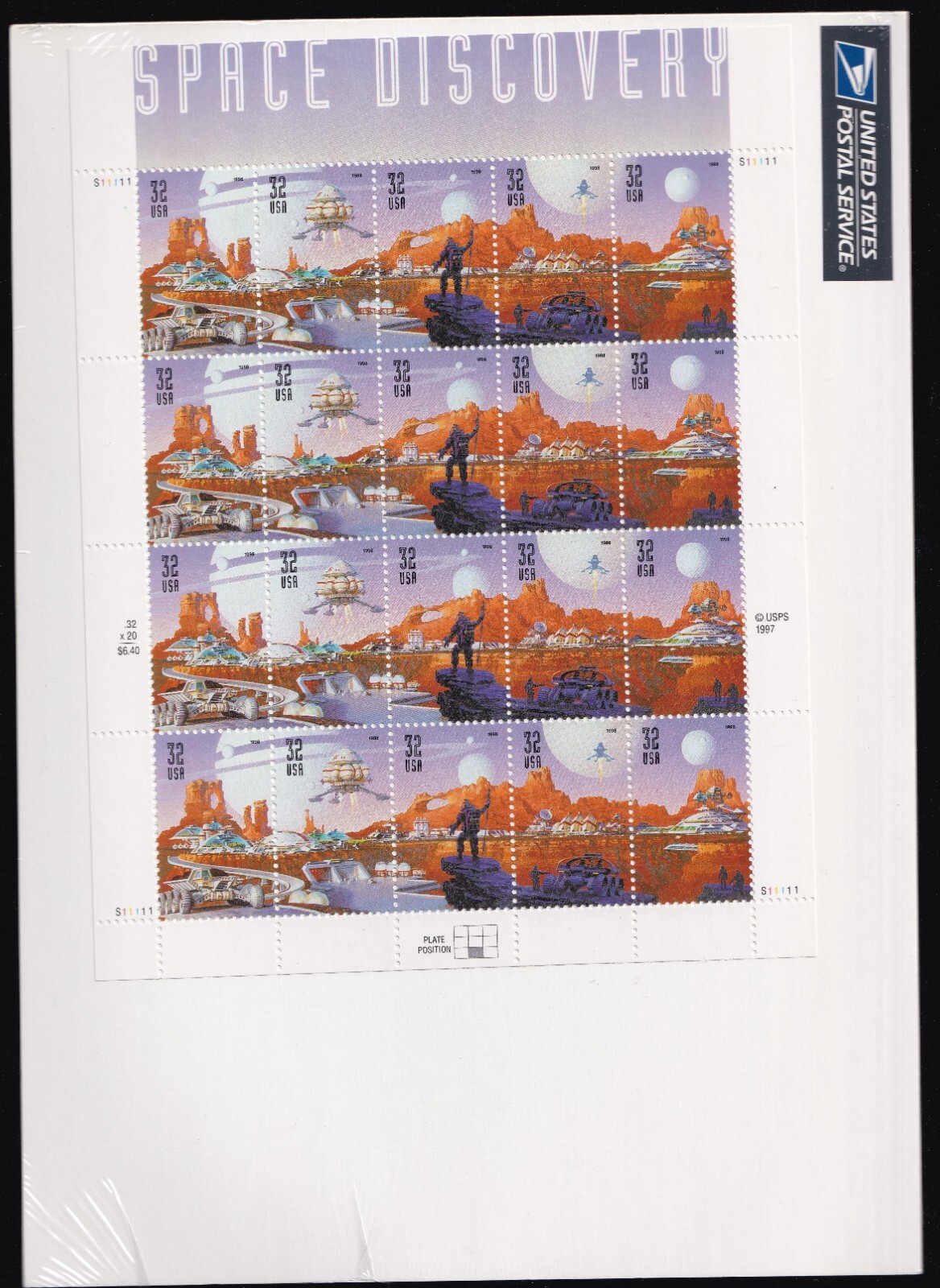 Scott #3242a Space Discovery Sheet of 20 Stamps - Sealed White