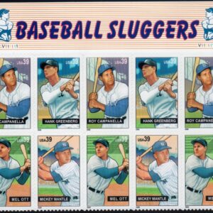 Scott #4083a (4080-4083) Baseball Sluggers Title Plate Block of 10 Stamps - MNH