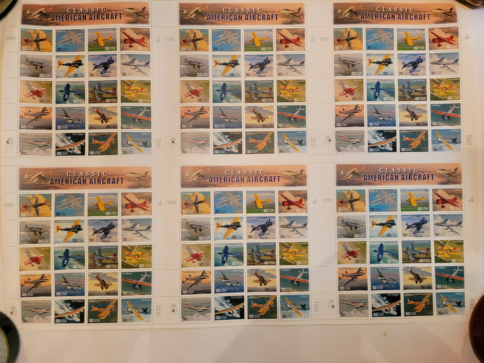 Scott #3142 Classic American Aircraft UNCUT sheet (120 stamps) MNH