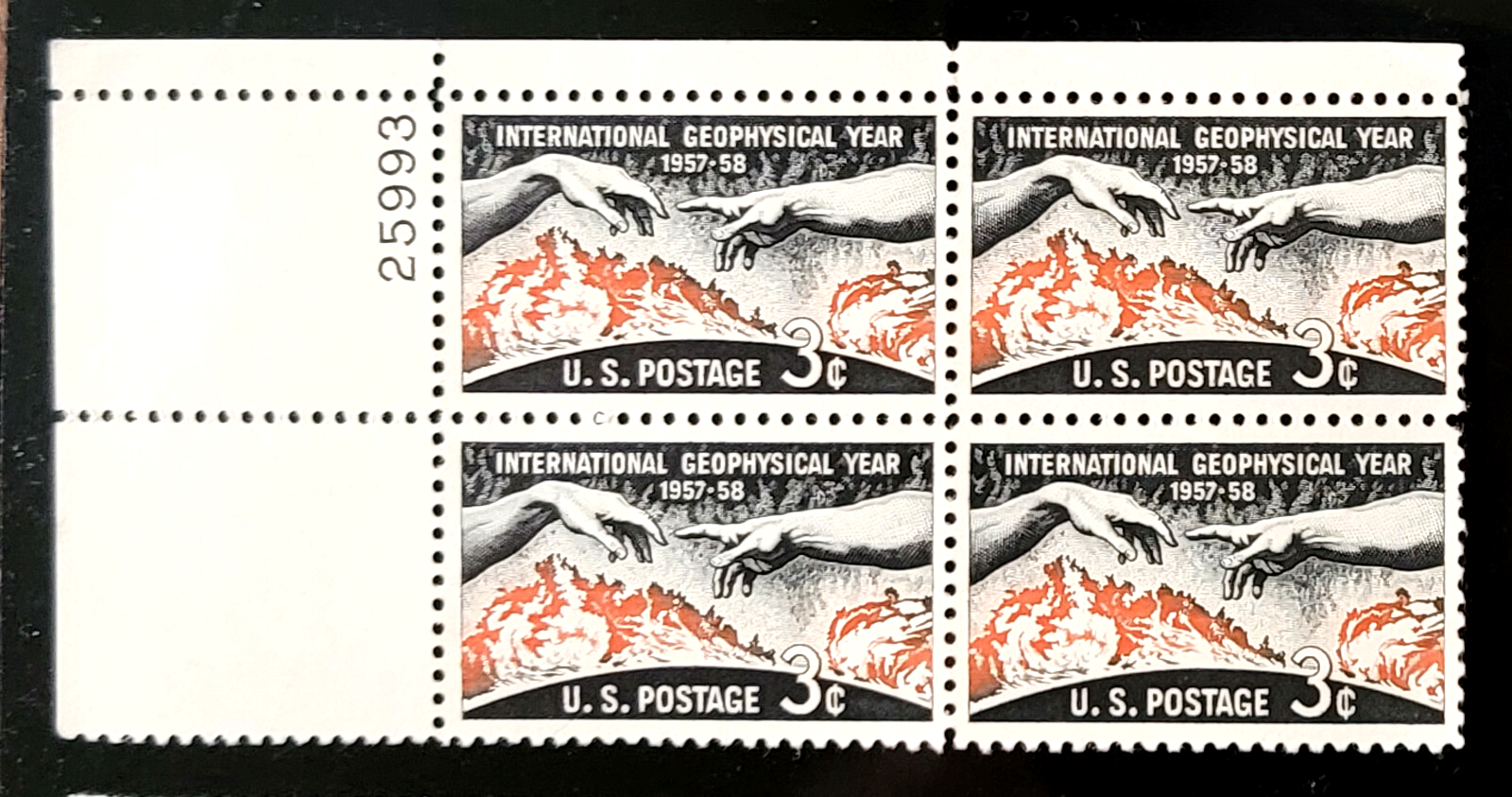 Scott #1107 Geophysical Year Plate Block of 4 Stamps - MNH P#25993 UL
