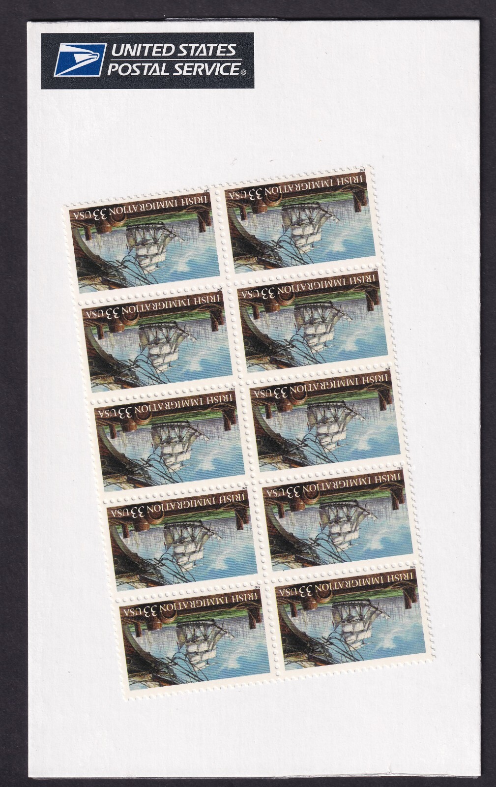 SCOTT #3286 IRISH IMMIGRATION Block of 10 Stamps - Sealed