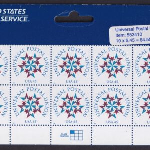 Scott #3332 Universal Postal Union Plate Block of 10 Stamps - Sealed