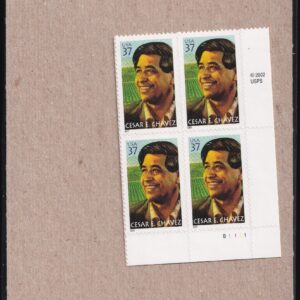 Scott #3781 Cesar E. Chavez Plate Block of 4 Stamps - Sealed