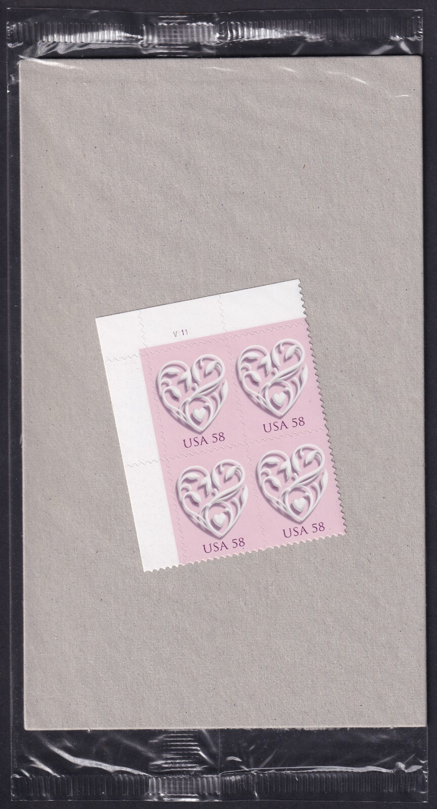 Scott #4152 Wedding Hearts Plate Block of 4 Stamps - Sealed
