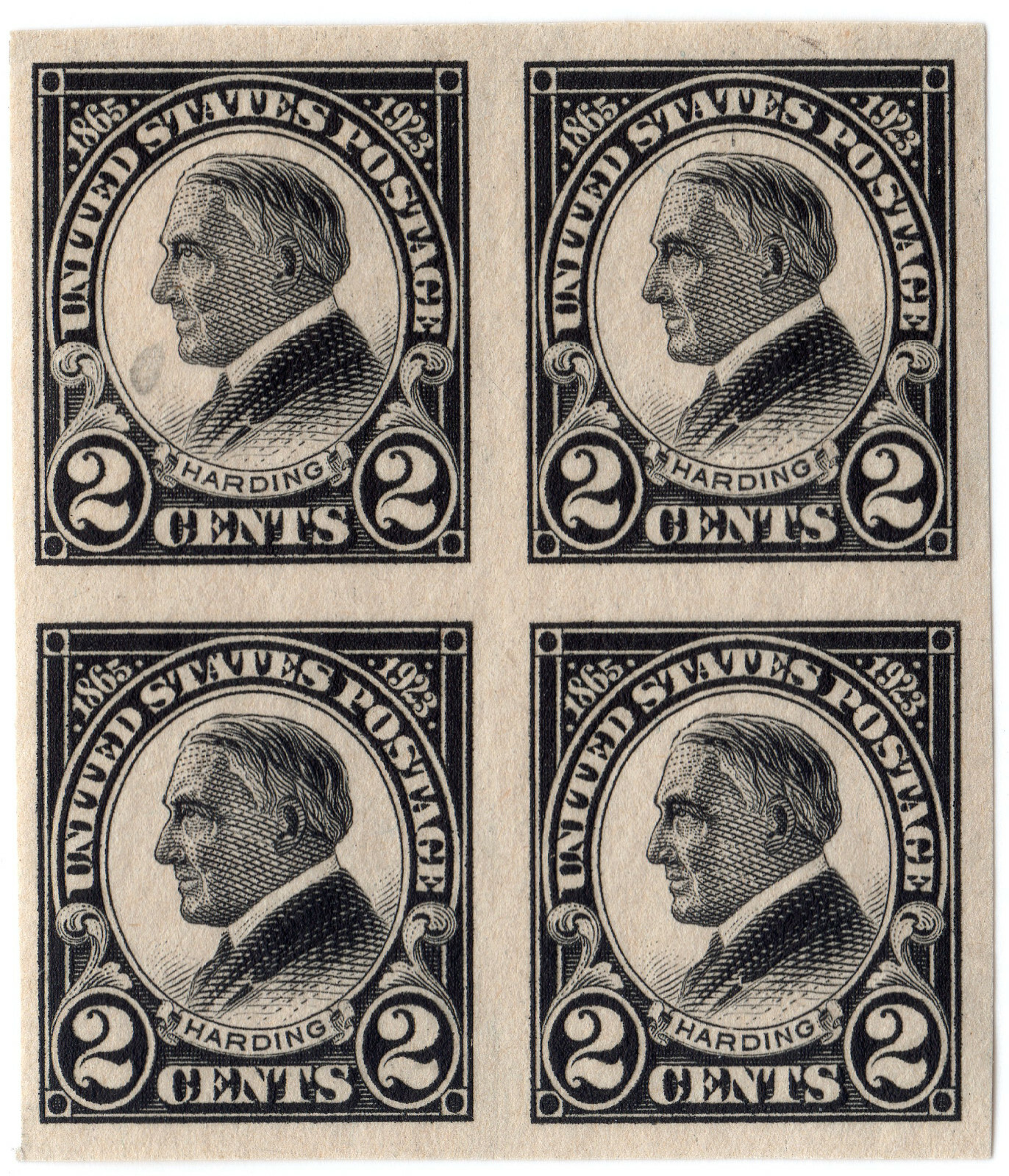 Scott #611 Warren Harding Block of 4 Stamps - MNH