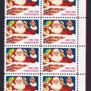 Scott #2579 Christmas Santa in Chimney Plate Block of 20 Stamps - MNH