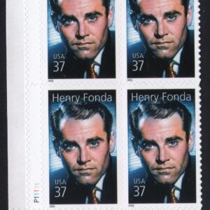 Scott #3911 Henry Fonda (Legends of Hollywood) Plate Block of 4 Stamps - MNH