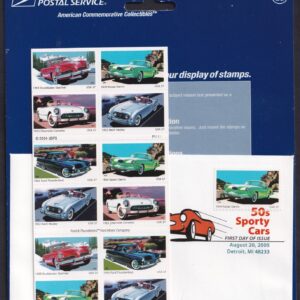 Scott #3935b (3931-3935) 50s SPORTY CARS Booklet of 20 Stamps w/FDC - Sealed