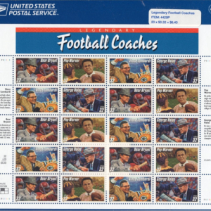 Scott #3146a Football Coaches (Bear Bryant) Sheet of 20 Stamps - Sealed Blue