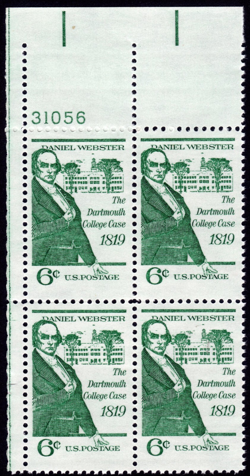 Scott #1380 Daniel Webster Plate Block of 4 Stamps - MNH