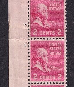 Scott #806 John Adams Vertical Margin Plate Block of 10 Stamps - MNH P#22000