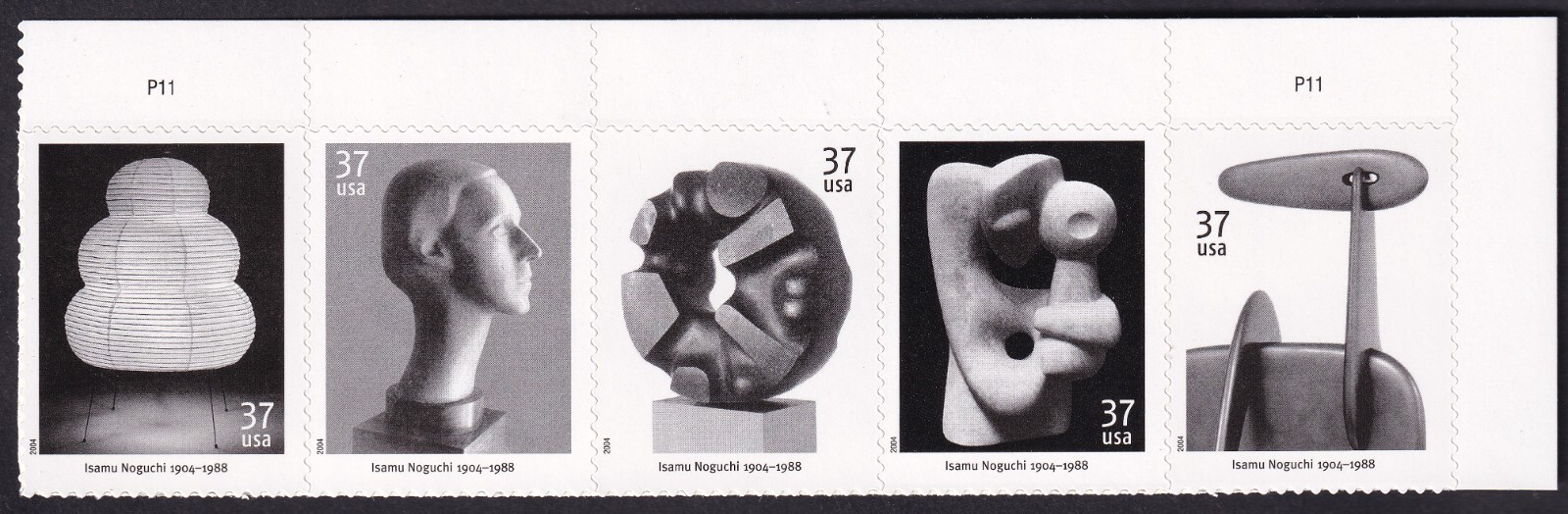 Scott #3861a (3857-3861) Isamu Noguchi Plate Strip (Block) of 5 Stamps - MNH