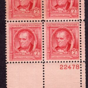 Scott #860 James Fenimore Cooper Plate Block of 4 Stamps - MNH P#22478 #1
