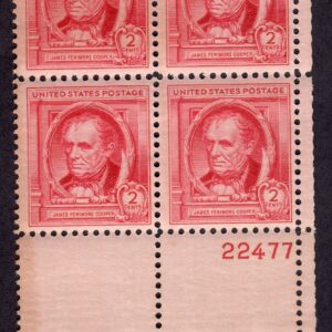 Scott #860 James Fenimore Cooper Plate Block of 4 Stamps - MNH P#22477 #3
