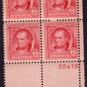 Scott #860 James Fenimore Cooper Plate Block of 4 Stamps - MNH P#22478 #2
