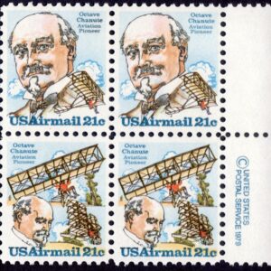 Scott #c94a (c93-94) Octave Chanute Air mail Block of 4 Stamps - MNH