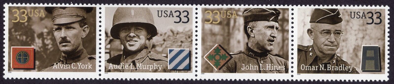 Scott # 3396a Distinguished Soldiers Block (Strip) of 4 Stamps - MNH