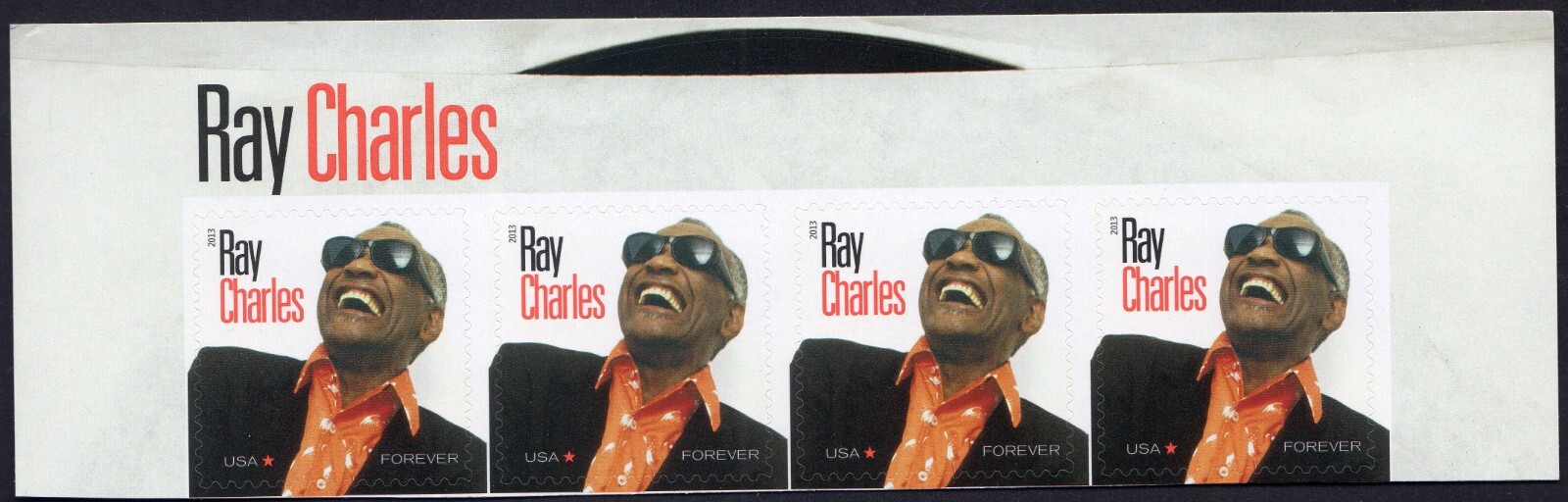 Scott #4807 Ray Charles (Father of Soul) Title Strip (Block) of 4 Stamps - MNH