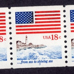 Scott #1891 Flag over Lighthouse (Sea to Shining Sea) Coil of 3 Stamps - MNH P#3