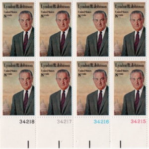 Scott #1503 Lyndon B. Johnson Plate Block of 16 Stamps - MNH