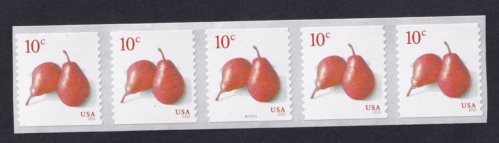 Scott #5039 Pears (10¢) PNC5 Plate # Coil of 5 Stamps - MNH