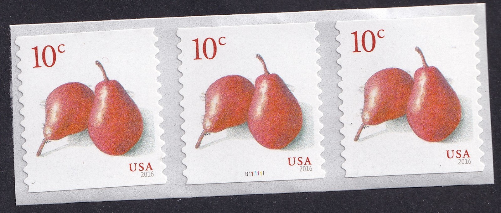 Scott #5039 Pears (10¢) PNC3 Plate # Coil of 3 Stamps - MNH