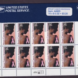 Scott #3081 Breast Cancer Awareness Plate Block of 10 Stamps - Sealed