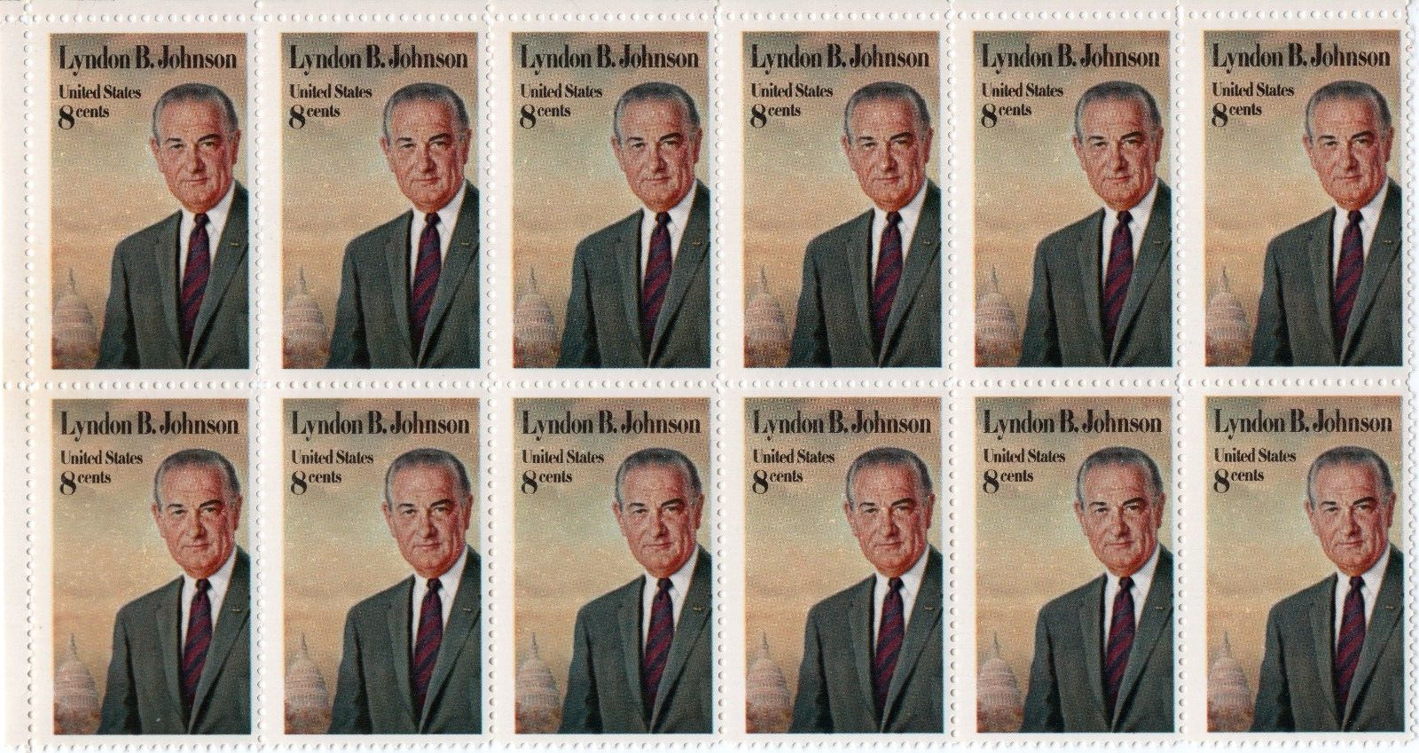Scott #1503 Lyndon B. Johnson Block of 12 Stamps - MNH