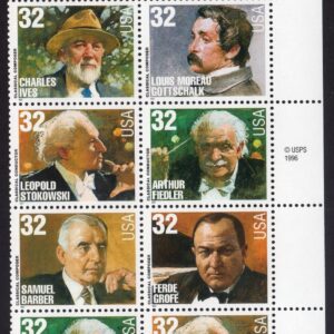 Scott #3165a Classical Composers & Conductors Plate Block of 10 Stamps - MNH LR