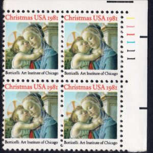 Scott #1939 Madonna (Botticelli) Plate Block of 4 Stamps - MNH P#111111 UR