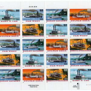 Scott #3095a(3091-3095) RiverBoats (Early Cruise Ships) Sheet of 20 Stamps - MNH