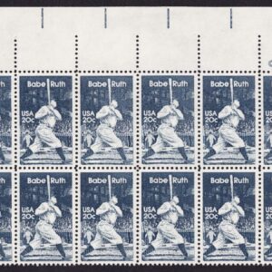 Scott #2046 George Herman Ruth (Babe) Plate Block of 20 Stamps - MNH P#3 UL