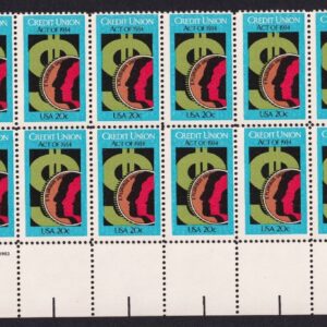 Scott #2075 Credit Union Act Plate Block of 20 Stamps - MNH P#222222 LR