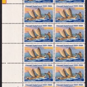 Scott #2080 Hawaii Plate Block of 20 Stamps - MNH UL