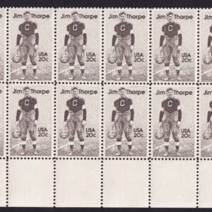 Scott #2089 Jim Thorpe (Indian, Olympian) Plate Block of 20 Stamps - MNH P#4 LR