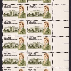 Scott #1935 JAMES HOBAN ARCHITECT (White House) Plate Block of 20 Stamps - MNH