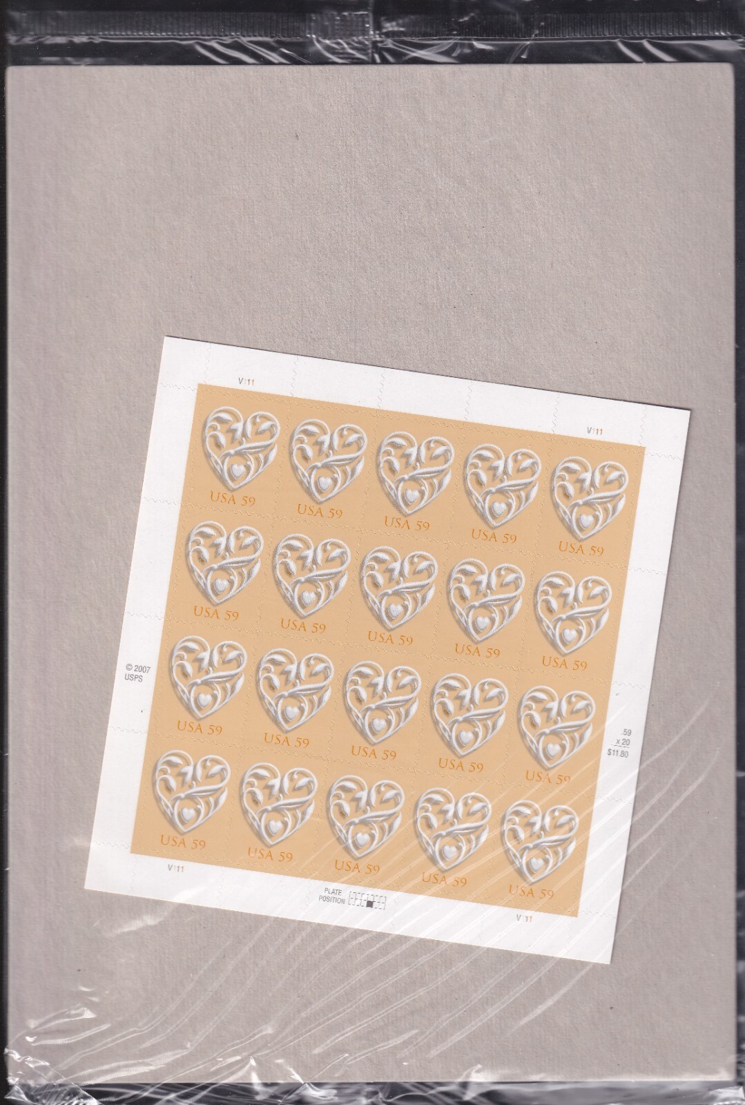 Scott #4272 Wedding Hearts 2 ounce Sheet Of 20 Stamps - Sealed