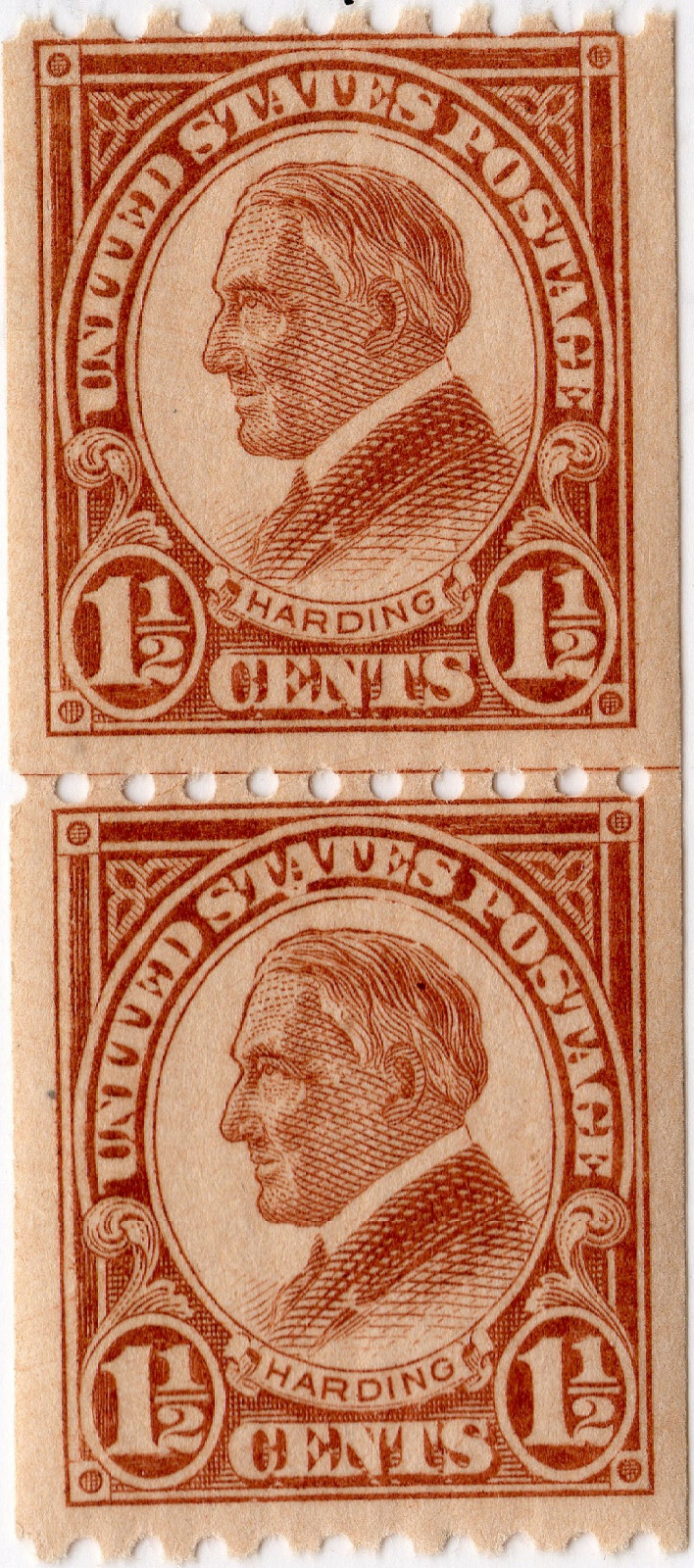 Scott #605 Warren Harding Joint Line Pair - MNH #1