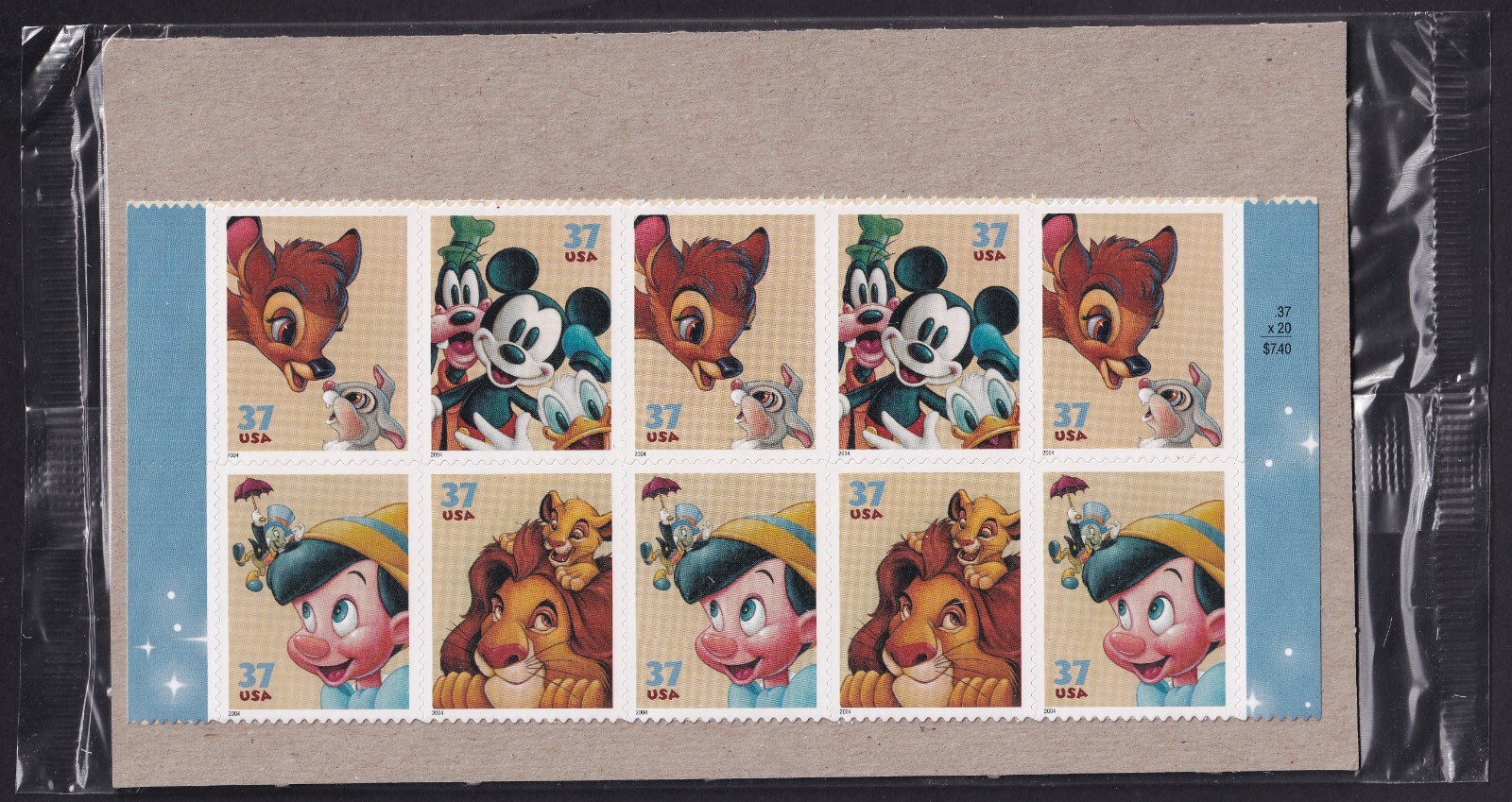Scott #3868a (3865-3568) Disney Friendship Block of 10 Stamps - Sealed