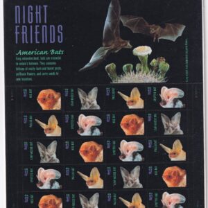 Scott #3664a Night Friends (American Bats) Sheet of 20 Stamps - Sealed White